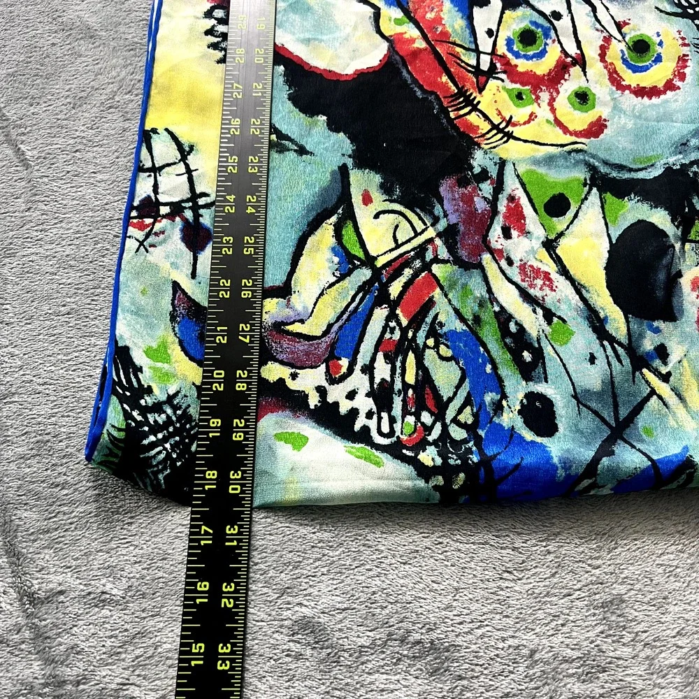 Kandinsky Art to Wear 100% Silk Scarf Multicolored Abstract Rectangle 60x36